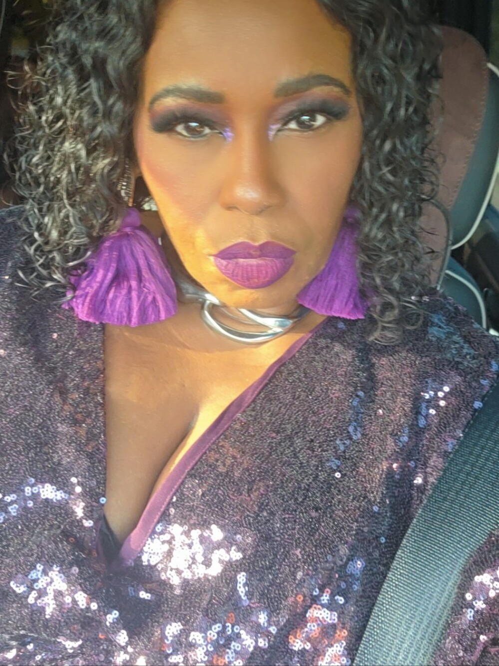 Eloquii Plum Sequin V-Neck Maxi Dress - Picture 8 of 8